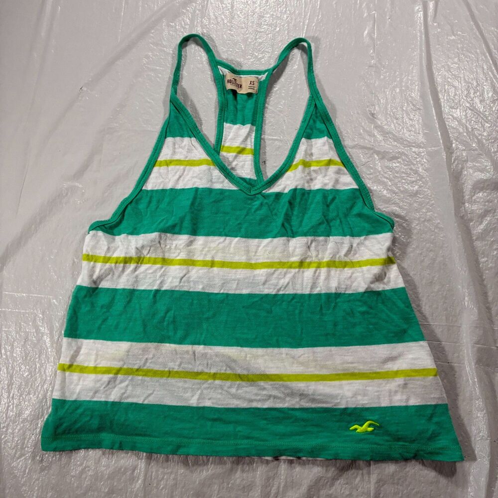 Vintage Y2K Hollister Women's Lime Teal Tank Top Size XS Beach Summer Top